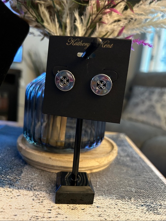 Katheryn Kent Jewelry - Silver Button-Style Drop Earrings